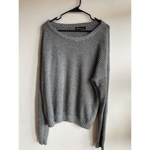 Allegra K Women Gray Knit Cat Elbow Patch Sweater Size Extra Large